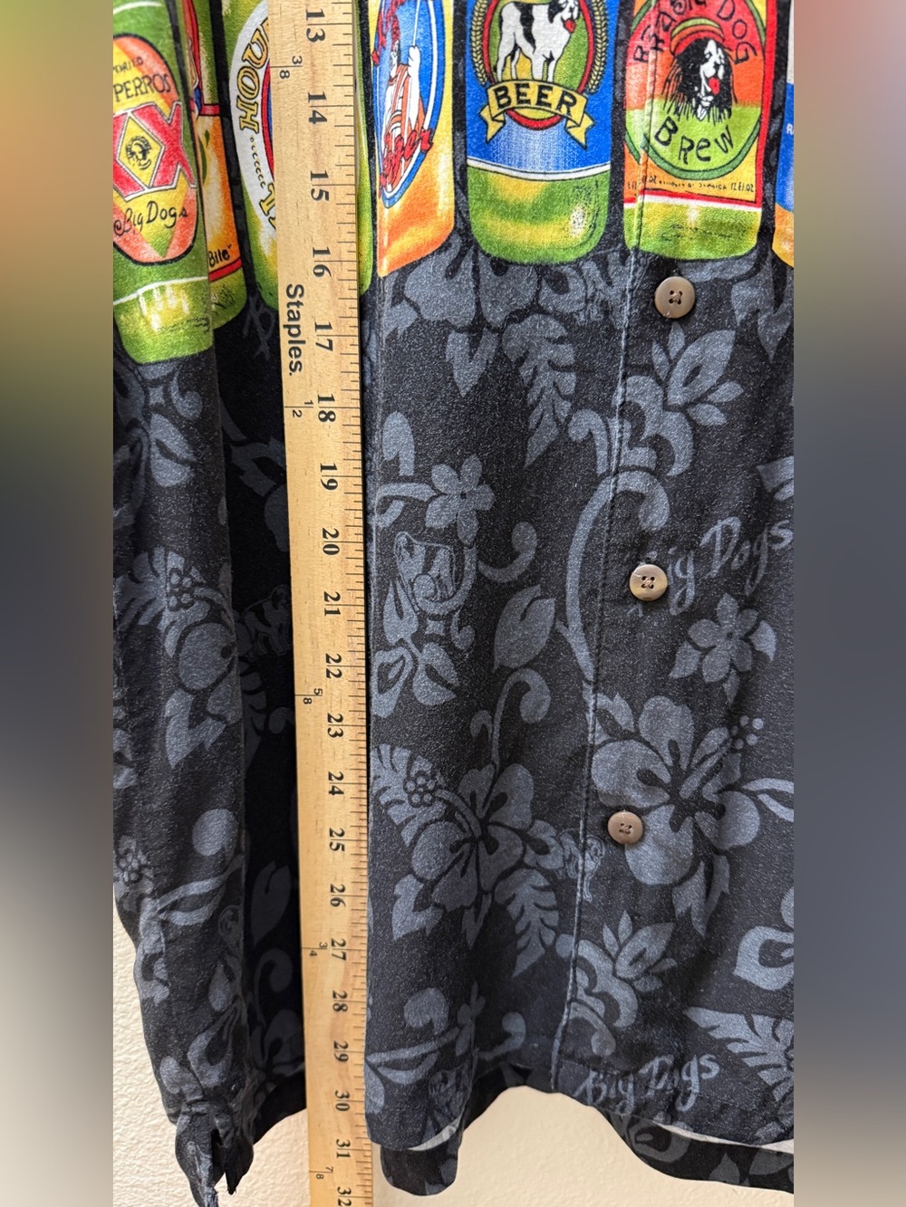 Big Dogs Beer Bottles Rayon Hawaiian Shirt Large - Picture 6 of 7